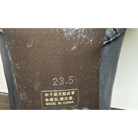 Strawberry‎ Field Whimsygoth Black Heels Pumps Leather Flower Retro 23.5 SZ US 7 - Picture 10 of 12